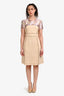 Prada 2015 Purple Embroidered Flax Cotton Shift Dress Size 42