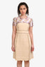 Prada 2015 Purple Embroidered Flax Cotton Shift Dress Size 42