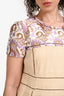 Prada 2015 Purple Embroidered Flax Cotton Shift Dress Size 42