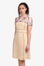Prada 2015 Purple Embroidered Flax Cotton Shift Dress Size 42