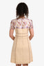 Prada 2015 Purple Embroidered Flax Cotton Shift Dress Size 42