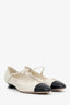 Miu Miu Cream/Black Cap Toe Patent Leather Mary Jane Pumps Size 39