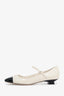 Miu Miu Cream/Black Cap Toe Patent Leather Mary Jane Pumps Size 39