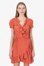 Réalisation Par Coral Silk Polka Dot Ruffled Wrap Dress Size XS