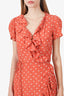 Réalisation Par Coral Silk Polka Dot Ruffled Wrap Dress Size XS