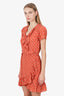 Réalisation Par Coral Silk Polka Dot Ruffled Wrap Dress Size XS