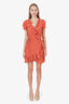 Réalisation Par Coral Silk Polka Dot Ruffled Wrap Dress Size XS
