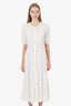 LoveShackFancy White Cotton Ardan Victorian Midi Dress Size S