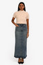 Ganni Light Denim Distressed Hem Midi Pencil Skirt Size 36