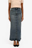 Ganni Light Denim Distressed Hem Midi Pencil Skirt Size 36