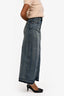 Ganni Light Denim Distressed Hem Midi Pencil Skirt Size 36