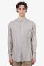Loro Piana Grey/White Check Linen Button Up Shirt Size XL Mens