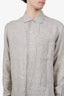 Loro Piana Grey/White Check Linen Button Up Shirt Size XL Mens