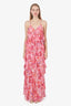 Misa Los Angeles Pink Floral Ruffled Maxi Dress Size S