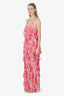 Misa Los Angeles Pink Floral Ruffled Maxi Dress Size S