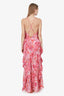 Misa Los Angeles Pink Floral Ruffled Maxi Dress Size S