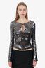 16ARLINGTON Gray Sequin Solare Long Sleeve Top Size 6