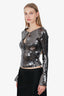 16ARLINGTON Gray Sequin Solare Long Sleeve Top Size 6