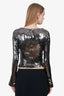 16ARLINGTON Gray Sequin Solare Long Sleeve Top Size 6