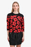 Dries Van Noten Black/Red Floral Cotton Blend Top Size M