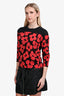 Dries Van Noten Black/Red Floral Cotton Blend Top Size M