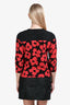 Dries Van Noten Black/Red Floral Cotton Blend Top Size M