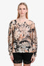 Dries Van Noten Cream/Black Floral Print Silk Top Size 38