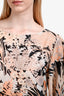 Dries Van Noten Cream/Black Floral Print Silk Top Size 38