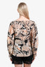 Dries Van Noten Cream/Black Floral Print Silk Top Size 38