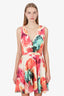 Alice + Olivia Pink Floral Patterned V-Neck Dress Estimated Size M