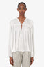 Ulla Johnson White Silk Tie Neck Long Sleeve Blouse Size 10