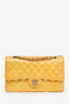 Pre-Loved Chanel™ 2000-2002 Yellow Patent Medium Double Flap Bag