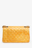 Pre-Loved Chanel™ 2000-2002 Yellow Patent Medium Double Flap Bag