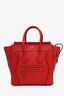 Celine Red Grained Calfskin Micro Luggage Tote