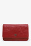 Pre-Loved Chanel™ 2011 Red Lambskin Leather Camellia Classic Wallet on Chain
