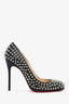 Christian Louboutin Black Leather Fifi Spikes 100 Pumps Size 36