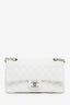 Pre-Loved Chanel™ 2008-09 White Caviar Leather Medium Double Flap Bag