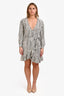 Maje White/Black Print Ruffled Midi Dress Size 3