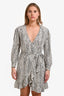 Maje White/Black Print Ruffled Midi Dress Size 3