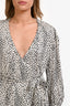 Maje White/Black Print Ruffled Midi Dress Size 3