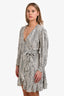 Maje White/Black Print Ruffled Midi Dress Size 3