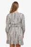 Maje White/Black Print Ruffled Midi Dress Size 3