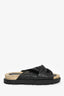 Christian Dior Black Cannage Leather 'D-Twist' Espadrille Slides Size 37