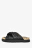 Christian Dior Black Cannage Leather 'D-Twist' Espadrille Slides Size 37
