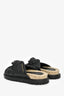 Christian Dior Black Cannage Leather 'D-Twist' Espadrille Slides Size 37