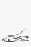 Pre-Loved Chanel™ White Lambskin Leather Monogram Slingback Sandals Size 37