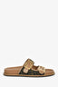 Fendi Zucca Canvas/Brown Leather 'Feel' Slides Size 37