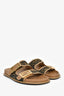 Fendi Zucca Canvas/Brown Leather 'Feel' Slides Size 37