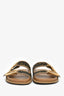 Fendi Zucca Canvas/Brown Leather 'Feel' Slides Size 37