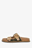 Fendi Zucca Canvas/Brown Leather 'Feel' Slides Size 37